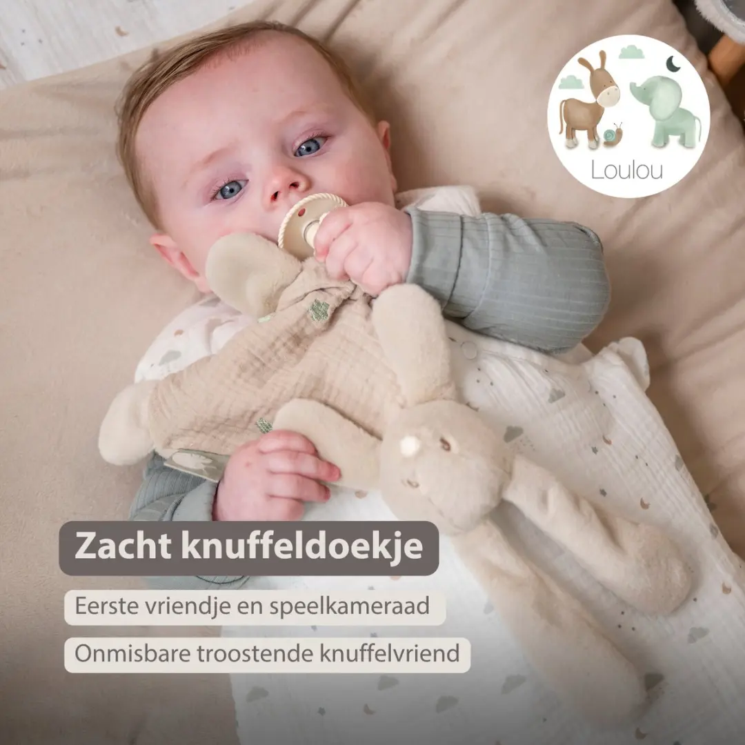 Nattou LouLou Baby Knuffeldoekje Konijn 25cm - Zand