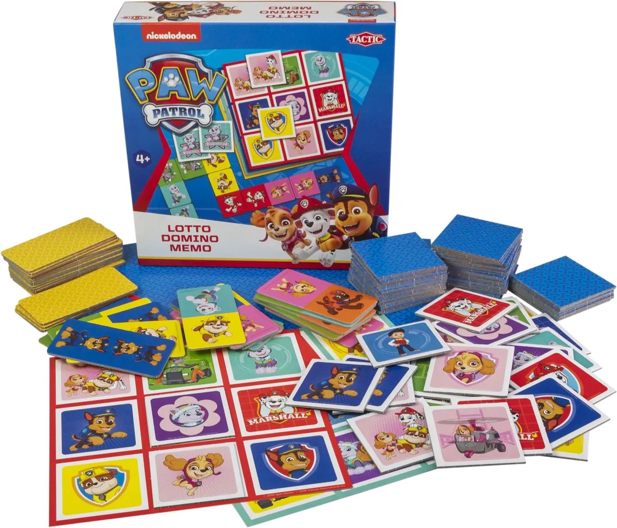 Tactic PAW Patrol 3-in-1 Spellenverzameling 56203 - Memo/Lotto/Domino
