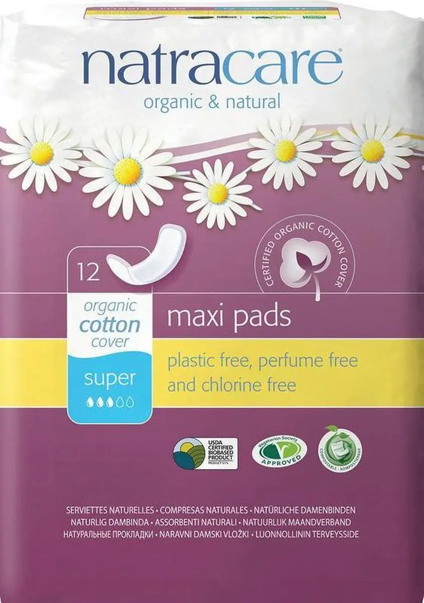 Natracare Super Maandverband - 1 Stuk - Paars/Wit