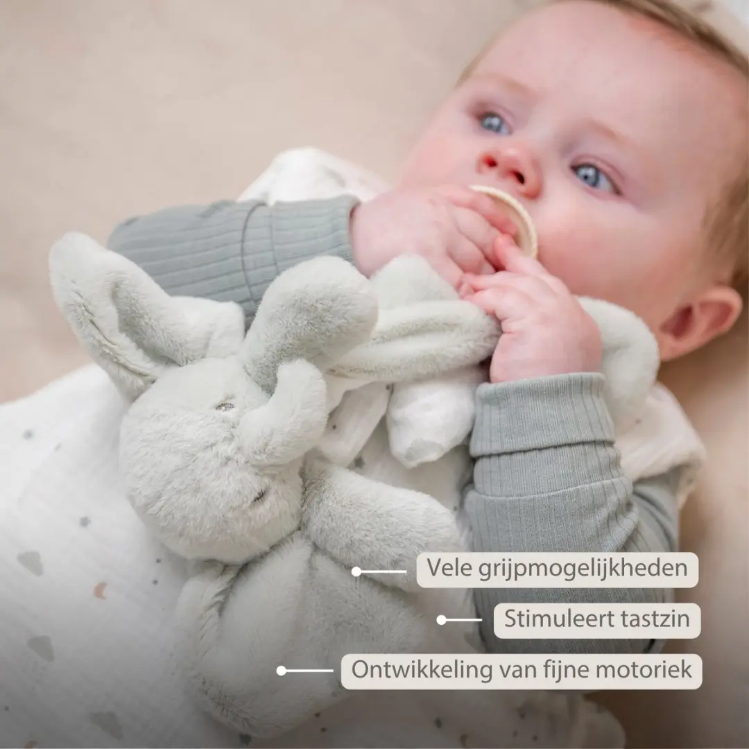 Nattou LouLou Baby Knuffeldoekje Olifant 25cm - Lindegroen/Ecru