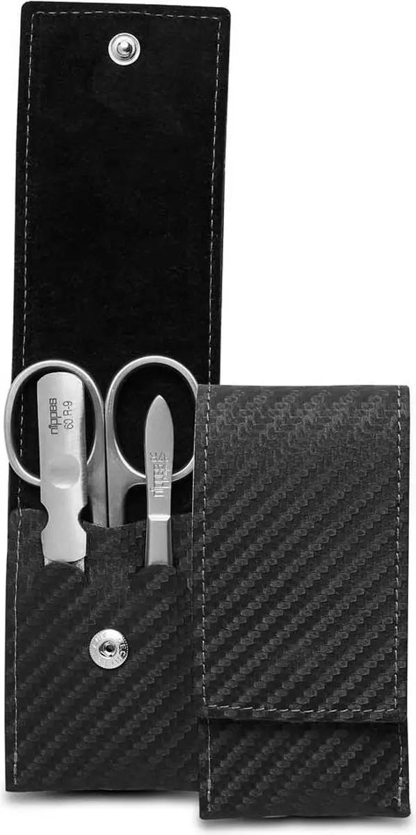 Nippes Solingen Manicure Set 3-delig - Zwart Lederen Etui
