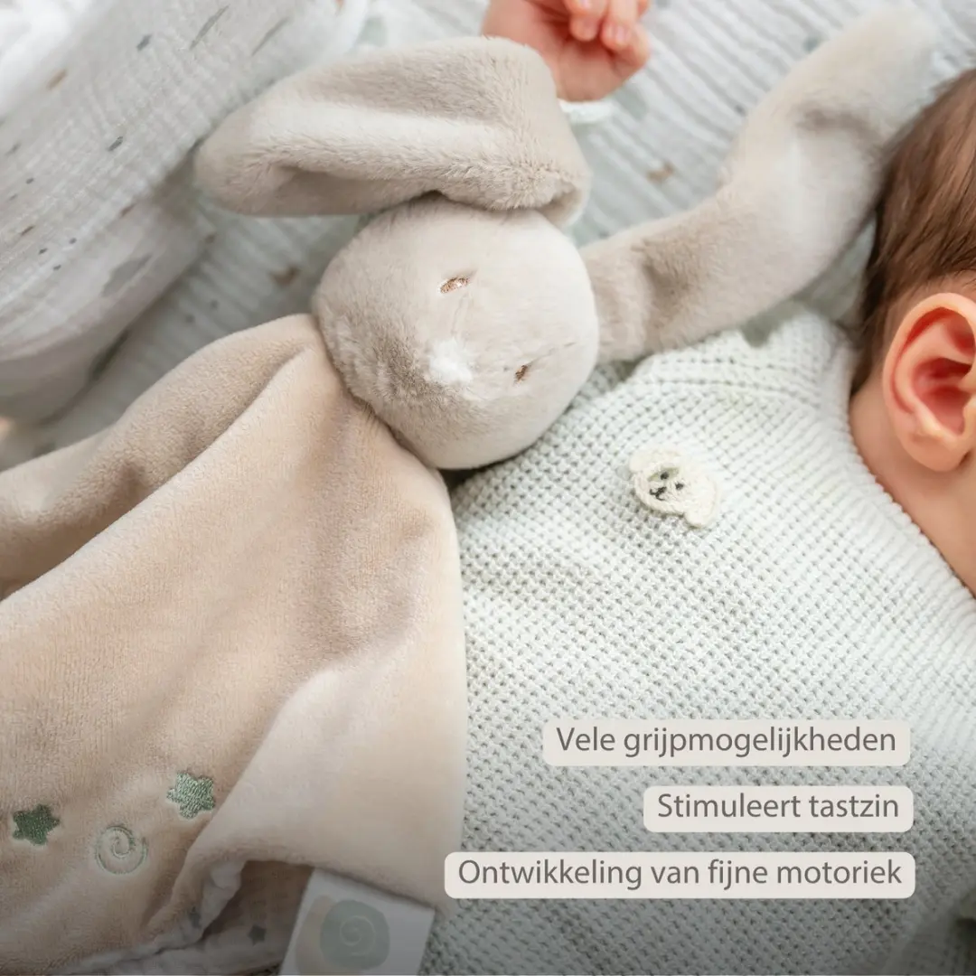 Nattou LouLou Baby Knuffeldoekje Konijn 28x28cm - Karamel