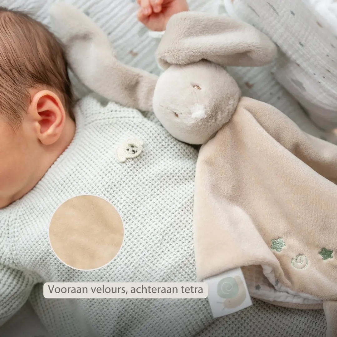 Nattou LouLou Baby Knuffeldoekje Konijn 28x28cm - Karamel