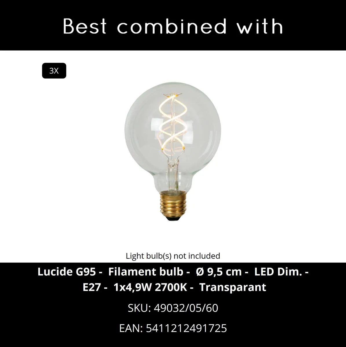 Lucide Magius Hanglamp 3xE27 Naturel - 32cm