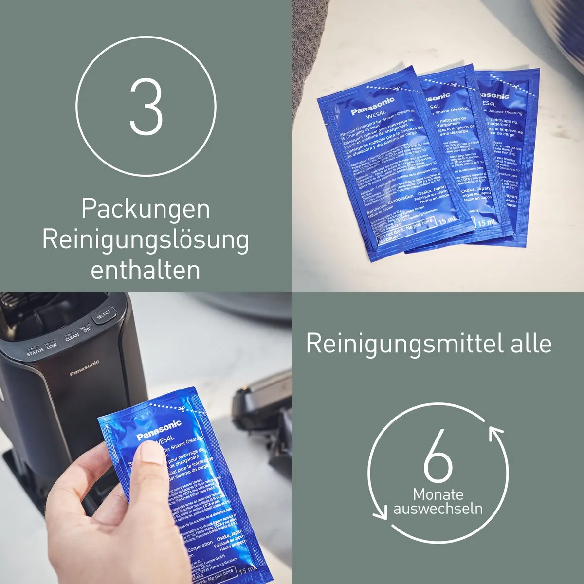 Panasonic WES4L03-803 Reinigingsvloeistof Scheerapparaat - Zwart