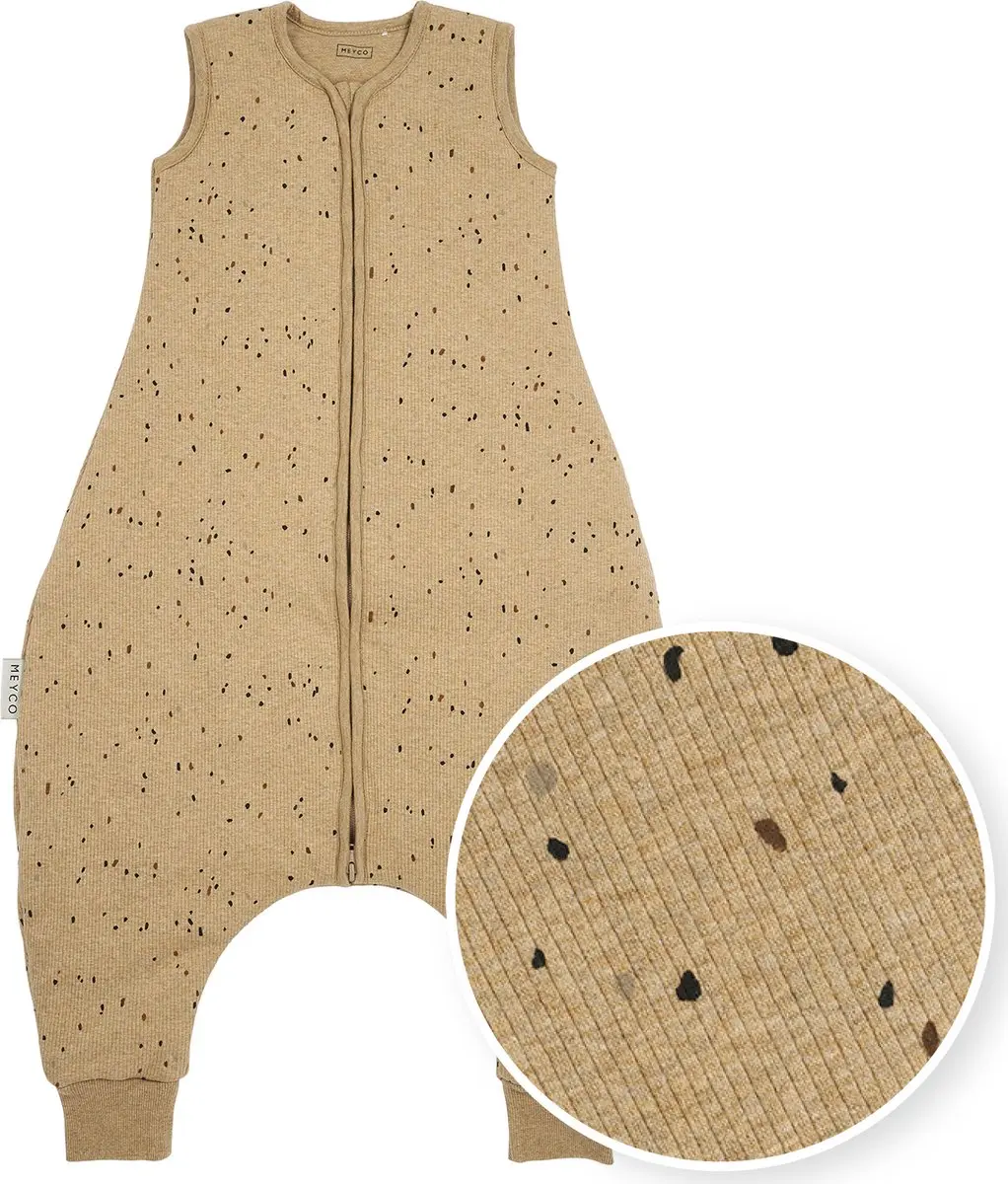 Meyco Baby Rib Mini Spot Slaapoverall - 104cm - 2.0 TOG - Toffee Melange