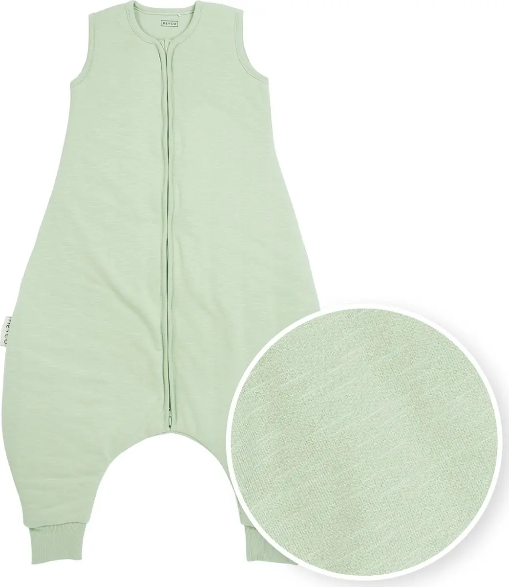 Meyco Baby Slub Winter Slaapoverall - Soft Green 80cm 2.0 TOG