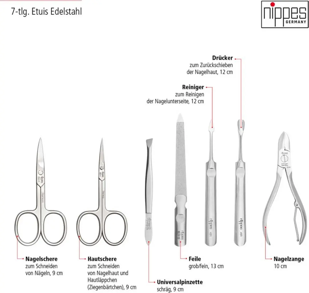 Nippes Solingen Manicure Set 7-delig - RVS - Whiskey