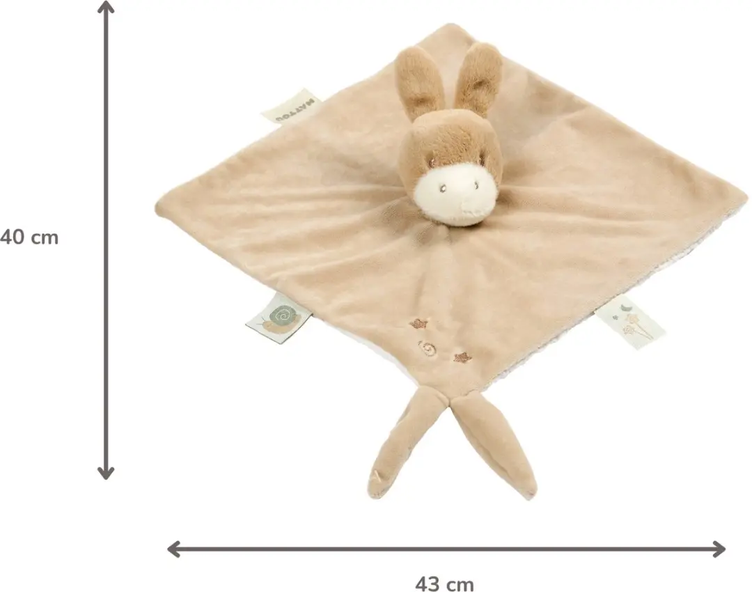 Nattou LouLou Baby Knuffeldoekje Ezel 28x28cm - Licht Karamel