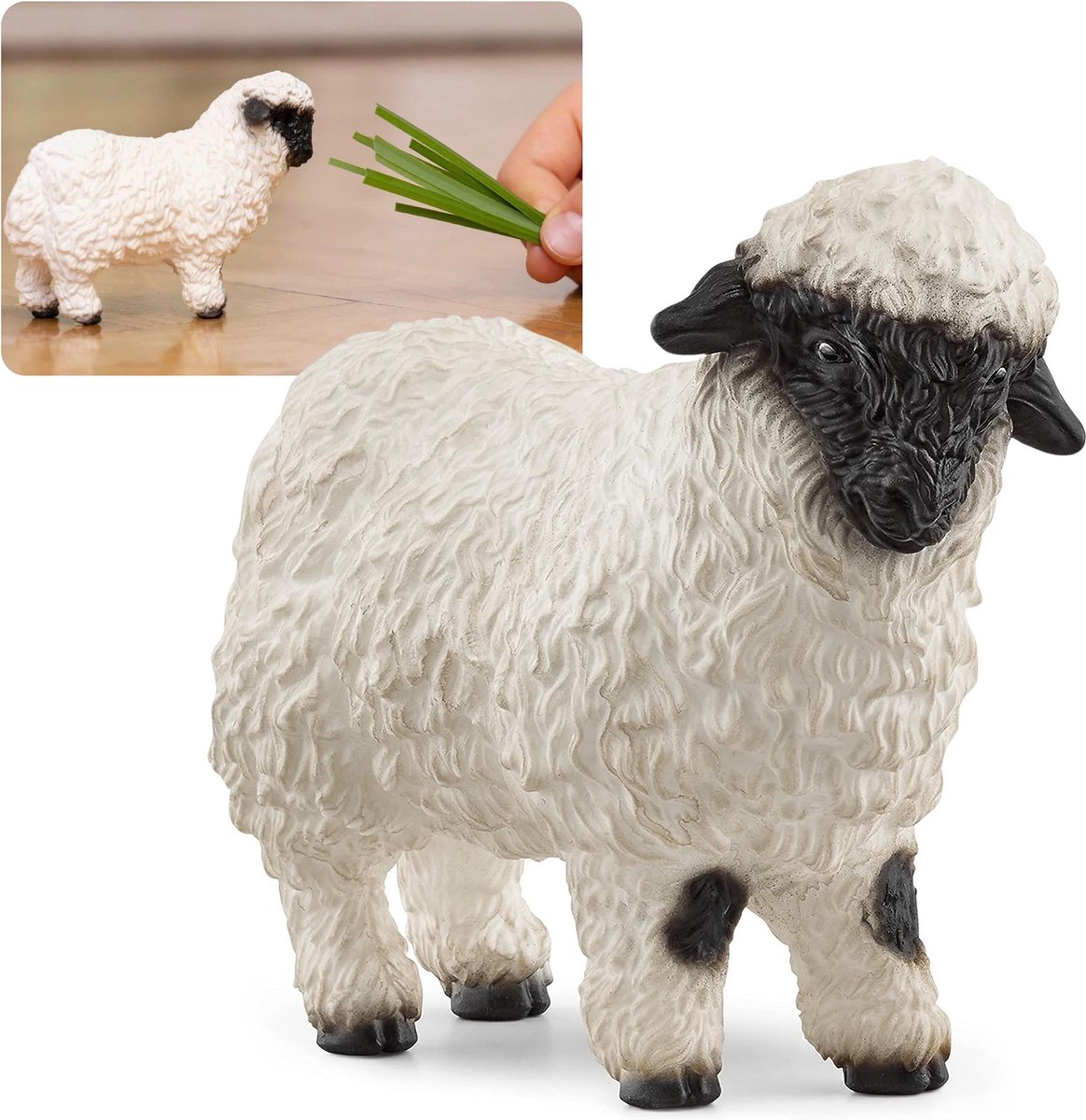 SLH13965 Schleich Farm World - Valais Zwarte Neus Schaap Figuur, speelgoed voor kinderen vanaf 3 jaar