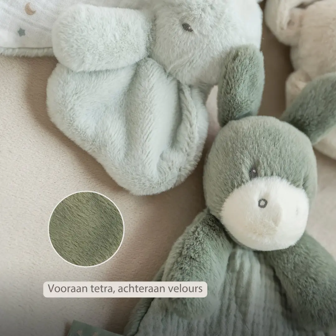 Nattou LouLou Baby Knuffeldoekje Ezel 25cm - Lindegroen