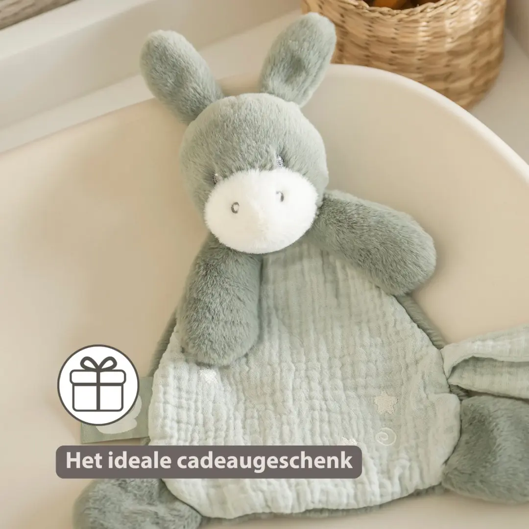 Nattou LouLou Baby Knuffeldoekje Ezel 25cm - Lindegroen - afbeelding 6 van 6