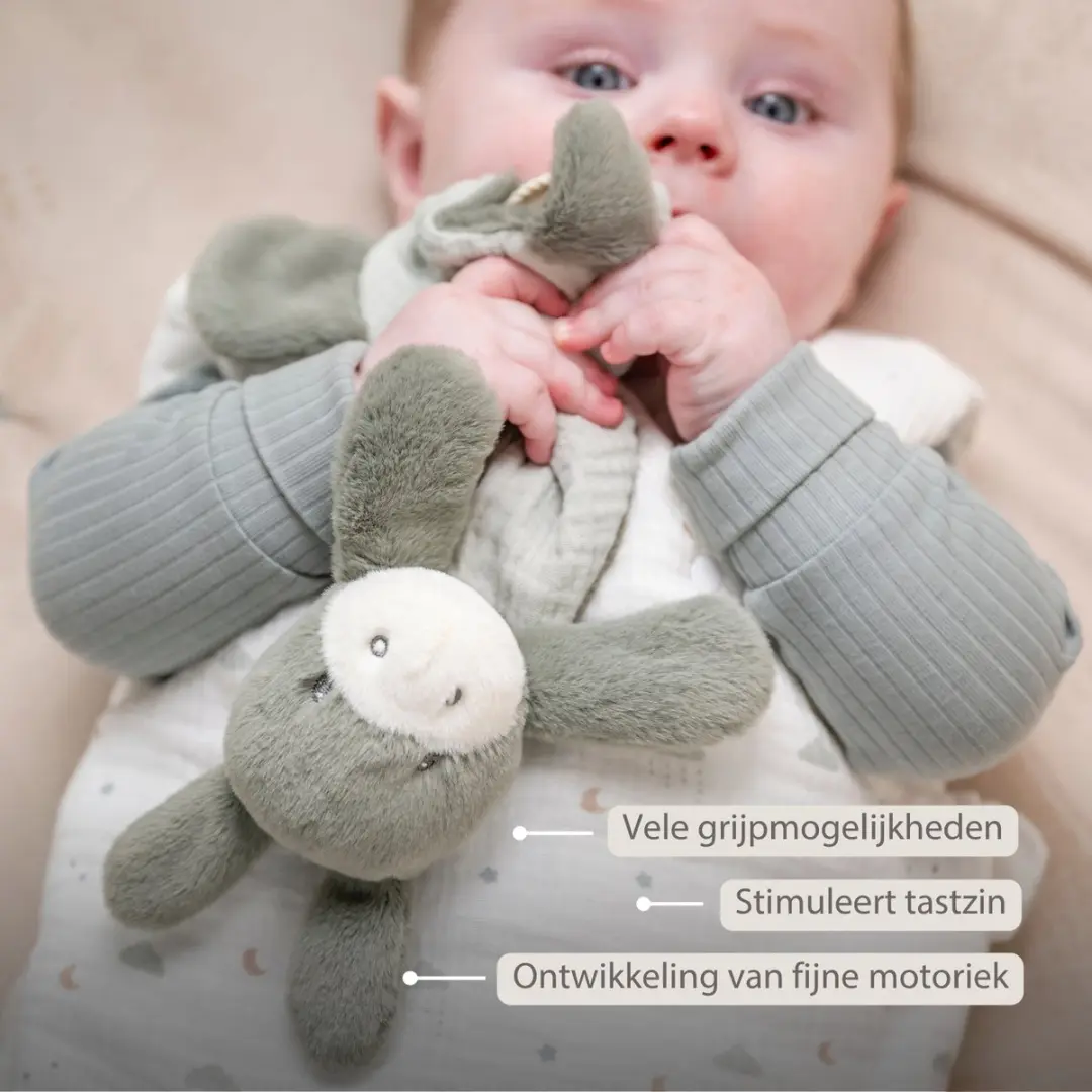 Nattou LouLou Baby Knuffeldoekje Ezel 25cm - Lindegroen