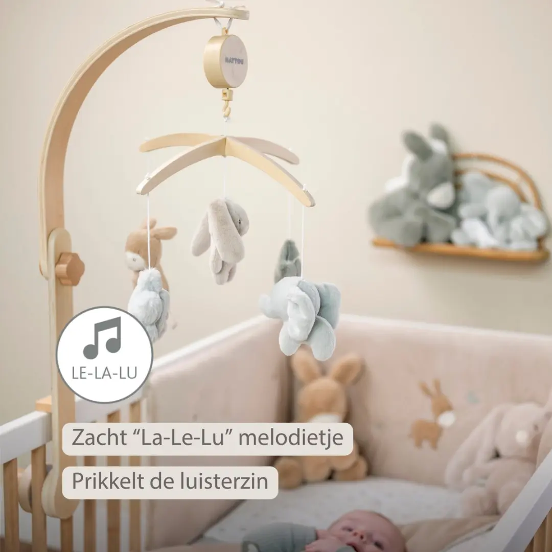 Nattou LouLou Muziekmobiel - 50x40x74cm - Groen/Beige/Ecru