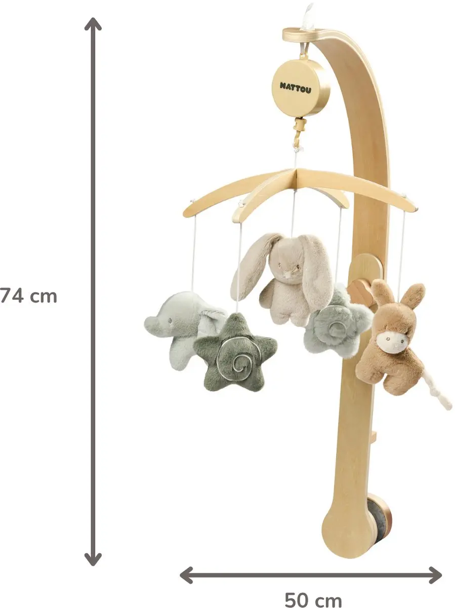 Nattou LouLou Muziekmobiel - 50x40x74cm - Groen/Beige/Ecru