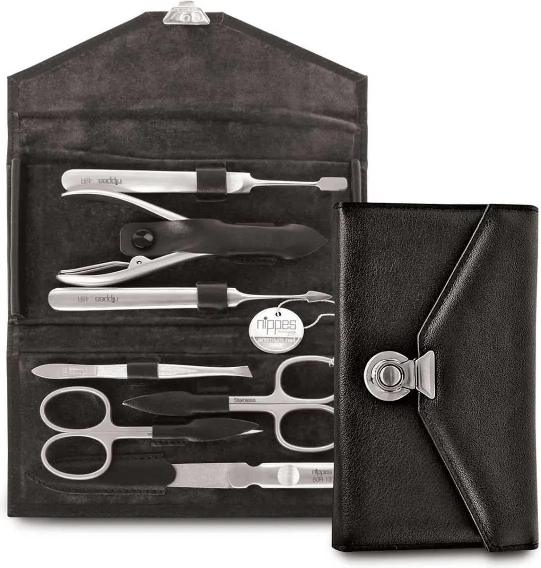 Nippes Solingen Manicure Set 7-delig - Zwart Leren Etui