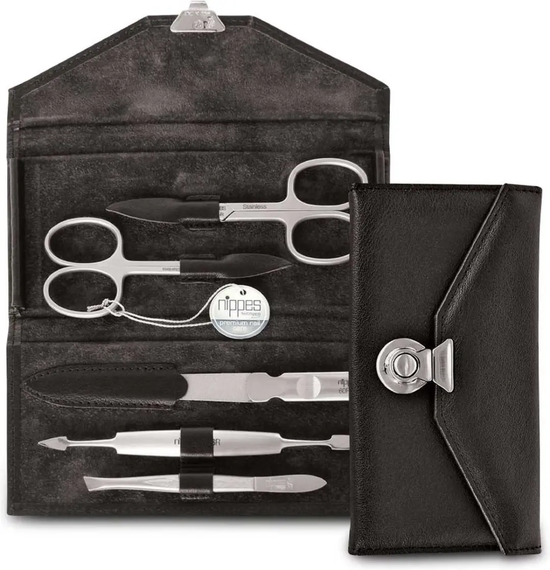 Nippes Solingen Manicure Set 5-delig - Zwart Leren Etui