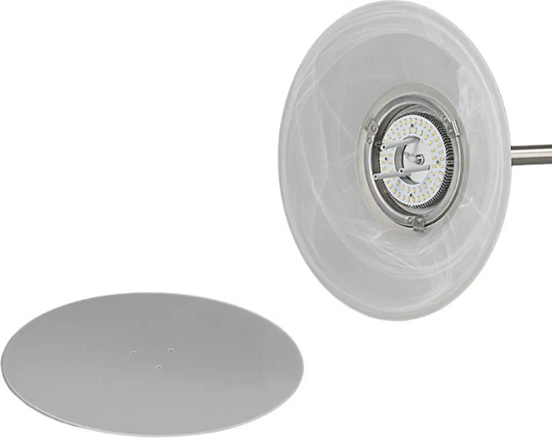Lindby Ragna+ LED Vloerlamp - 30W - Wit Albast/Mat Nikkel