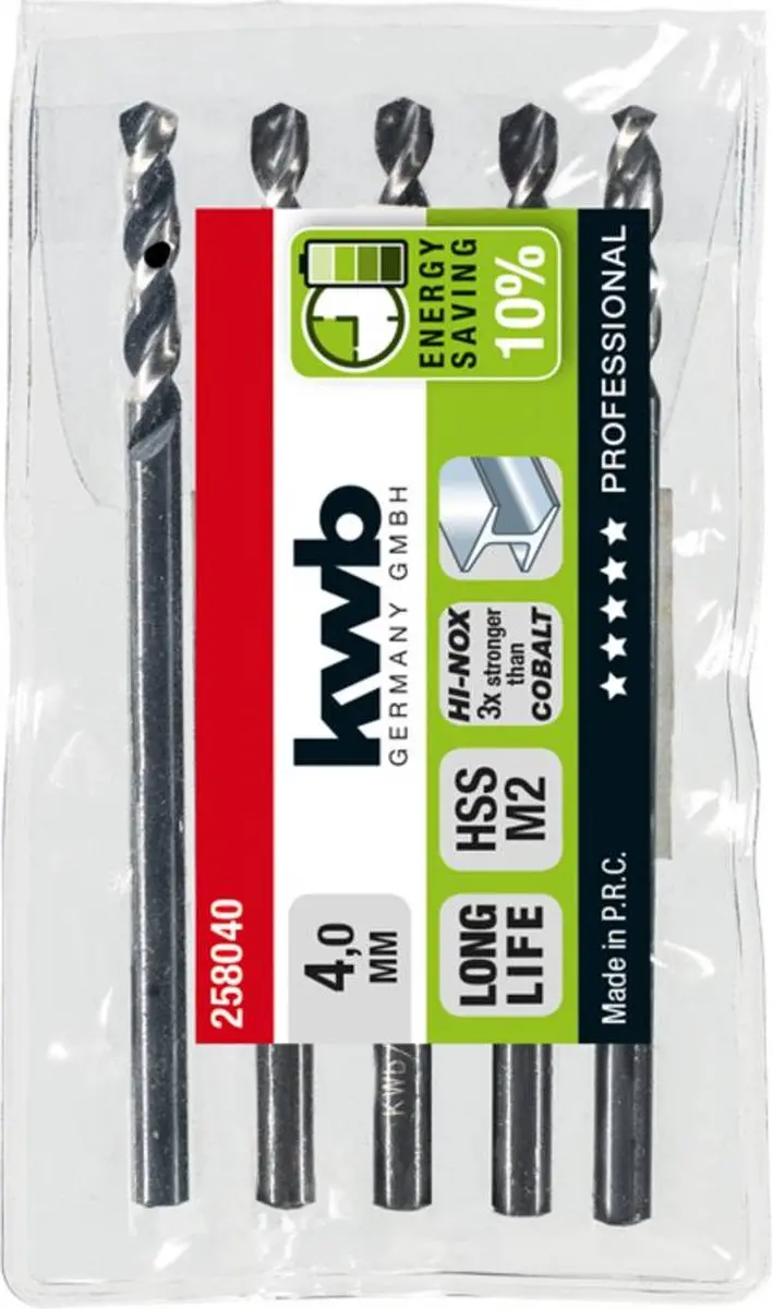 KWB HSS Spiraalboor 4mm M2 DIN 338 - 75mm