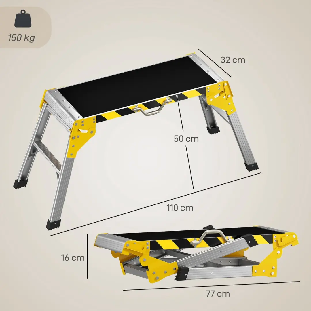 Homcom Werktafel Aluminium 110x32x50cm - Zwart