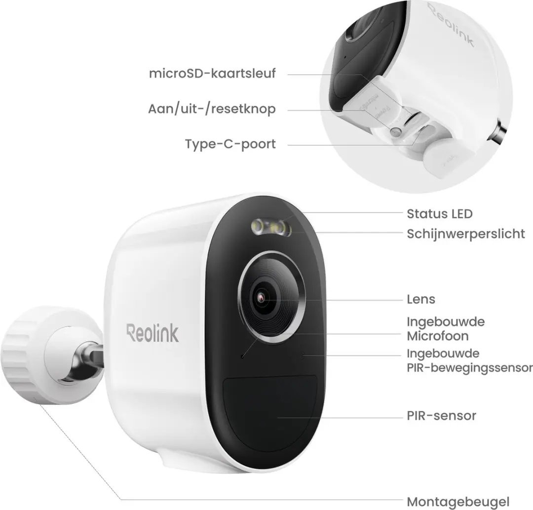 Reolink Argus 3 Pro-V2 3K Draadloze Camera - Wit