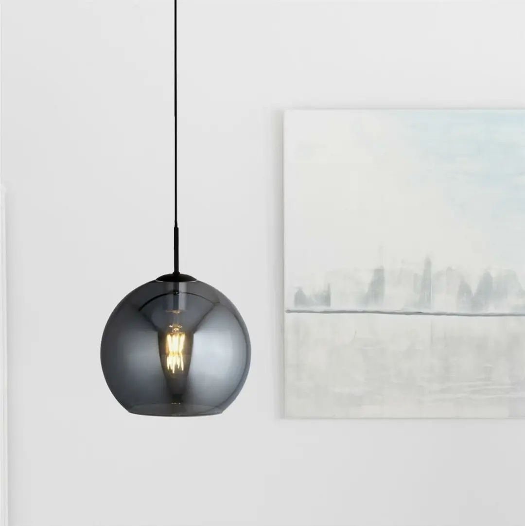 Searchlight Oldham Hanglamp 1-lichts - Smoke/Zwart