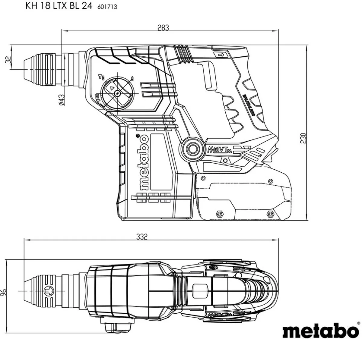 Metabo KH 18 LTX 24BL Accu Combihamer - 24mm Beton