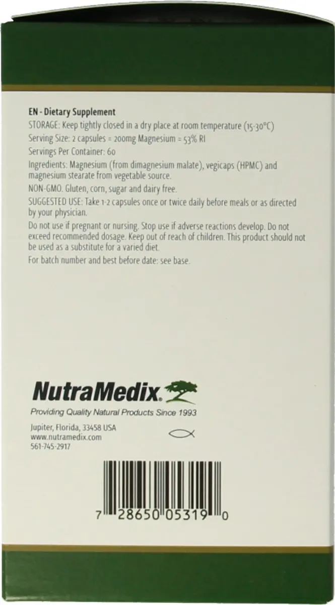 Nutramedix Magnesium Malate 120 Vegacapsules