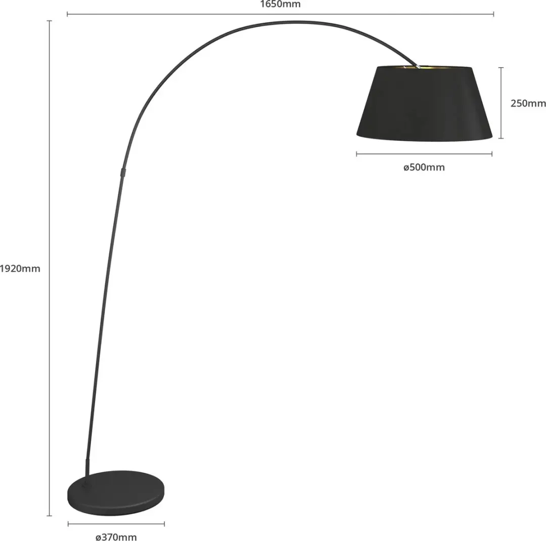 Lindby Booglamp 1 Licht E27 - 15W - Zwart/Goud