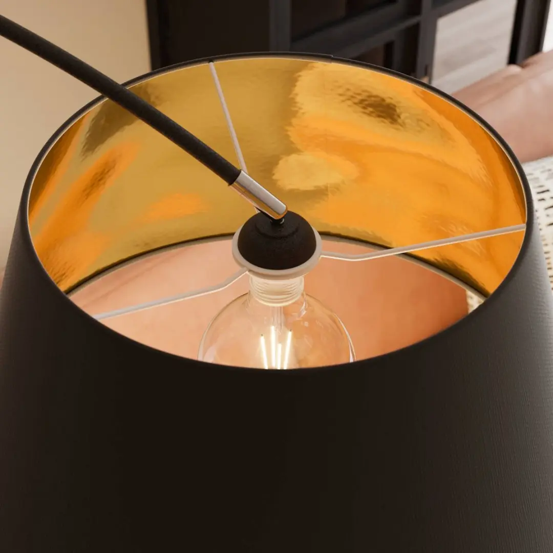 Lindby Booglamp 1 Licht E27 - 15W - Zwart/Goud - afbeelding 6 van 6
