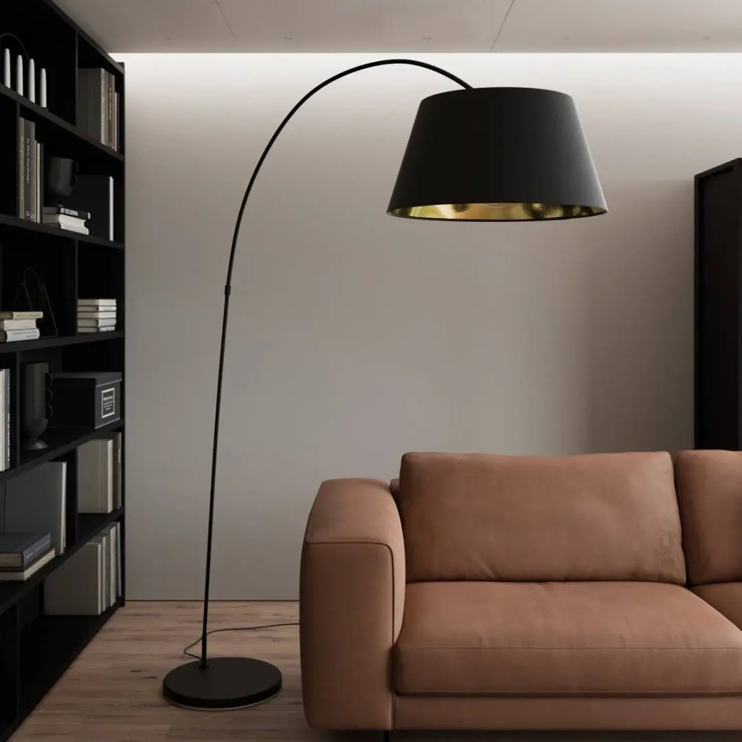 Lindby Booglamp 1 Licht E27 - 15W - Zwart/Goud