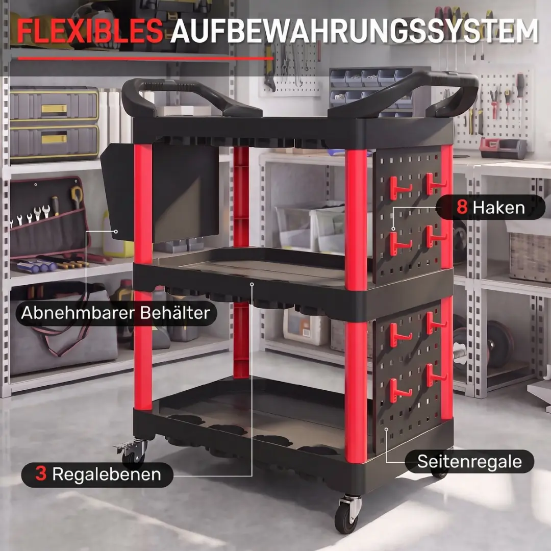 Homcom Gereedschapswagen - 27-delig - Zwart/Rood - afbeelding 6 van 6