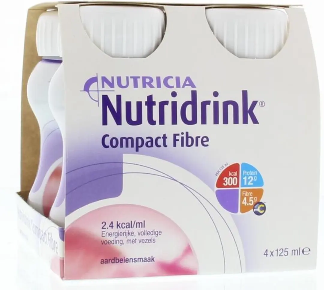 Nutridrink Compact Fibre Aardbei 4x125ml