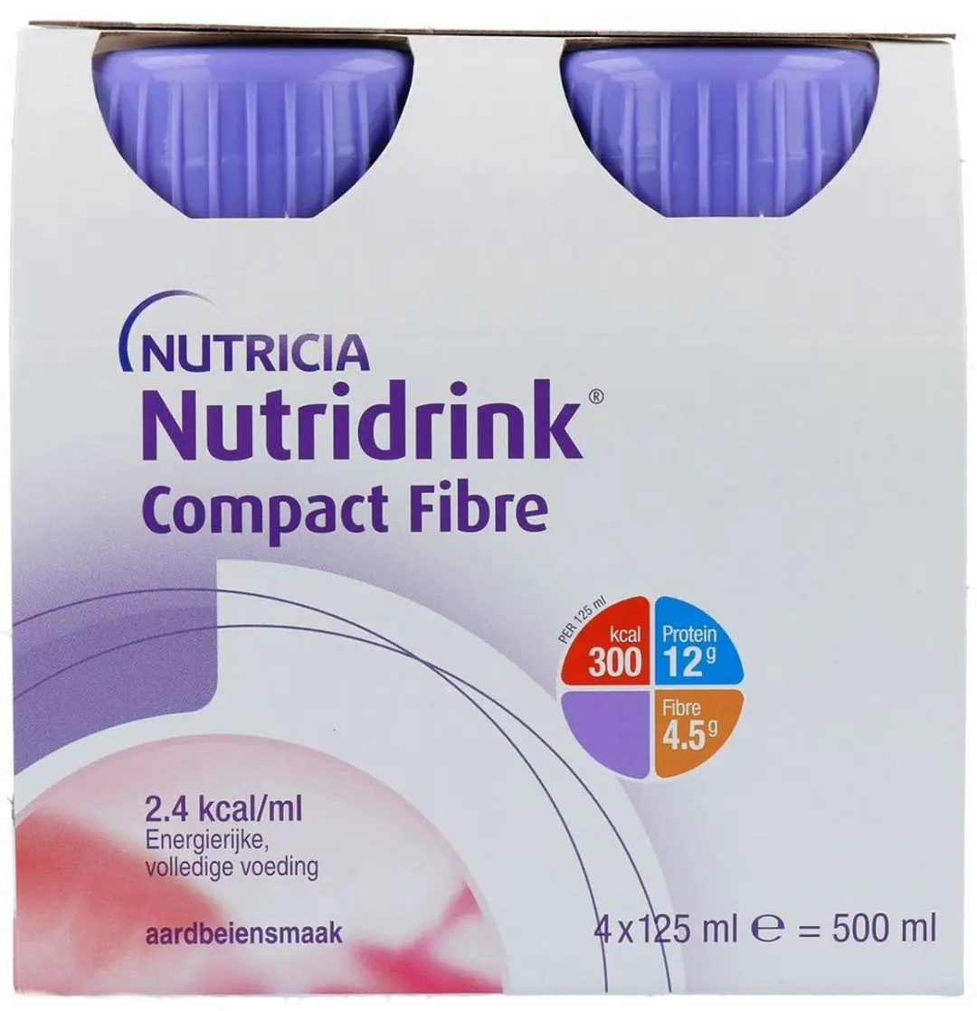Nutridrink Compact Fibre Aardbei 4x125ml