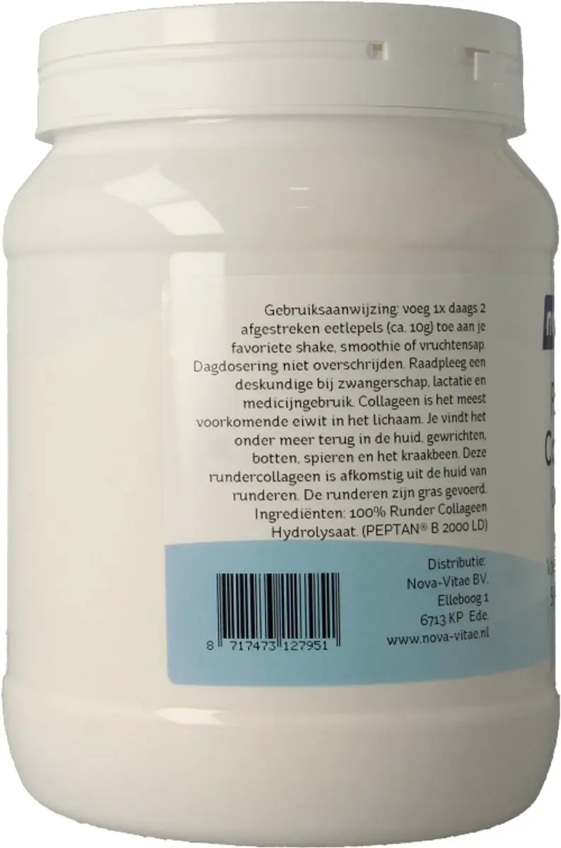 Nova Vitae Runder Collageen Peptiden 500g - Grasgevoerd Hydrolysaat