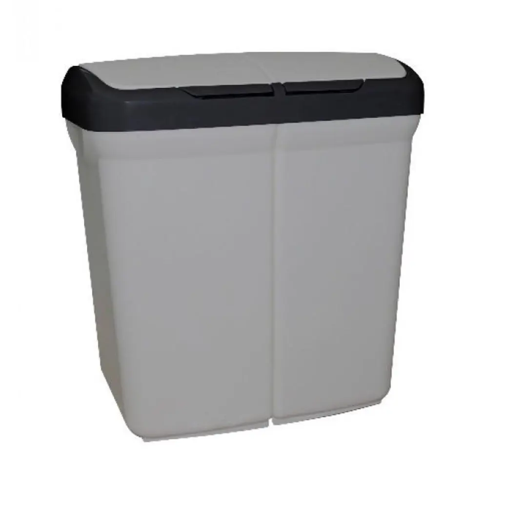 Sunware Duo Prullenbak 50L - 2 Compartimenten - Grijs/Zwart - afbeelding 2 van 3