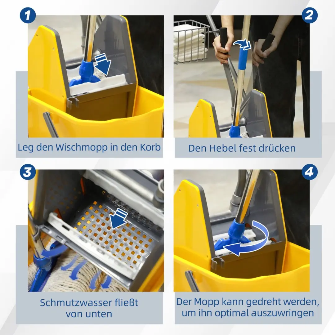 Homcom Emmer met Wringer Geel - 72L
