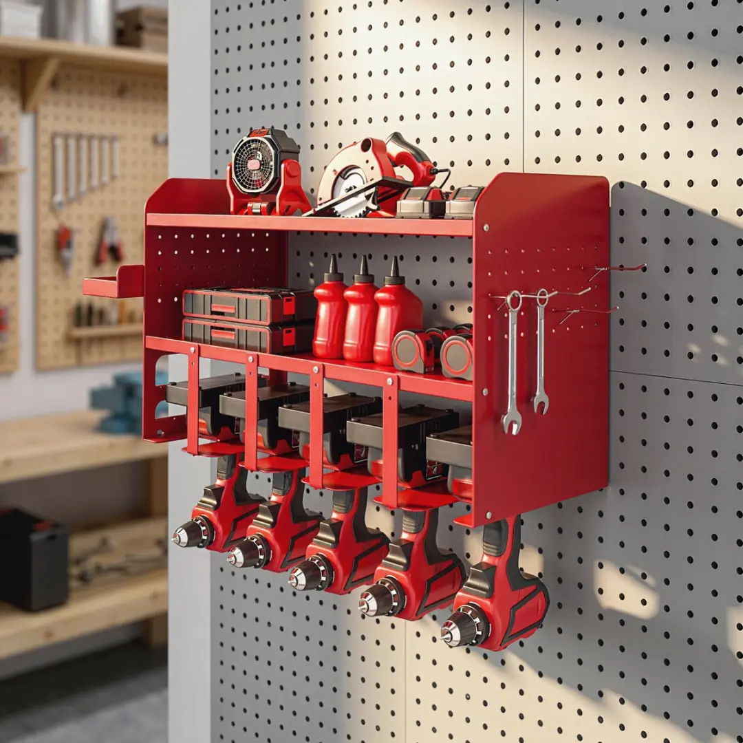 ECTEATOY Opbergrek Tuingereedschap 2-laags Rood