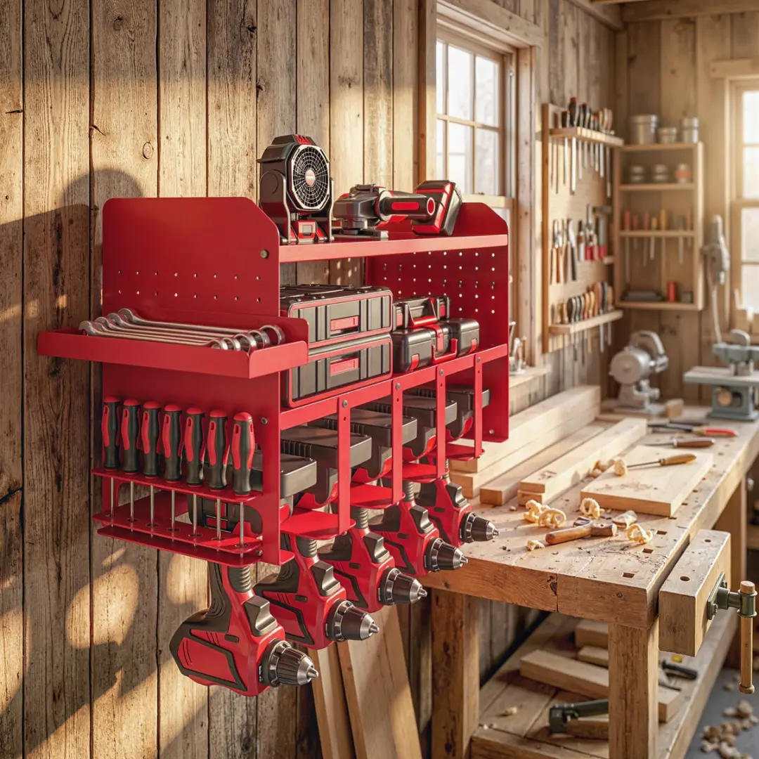 ECTEATOY Opbergrek Tuingereedschap 2-laags Rood