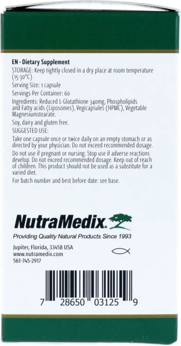 Nutramedix Glutathion Liposomaal 60 Capsules - 60mg