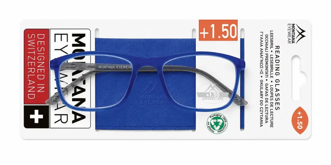 Montana Leesbril MR49B 2:50 - Blauw mat / zwarte poot