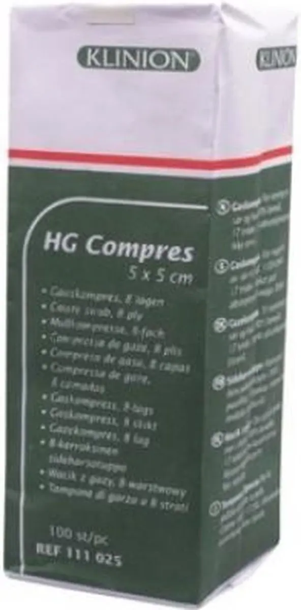 Klinion Gaaskompres HG 8-laags 5x5cm