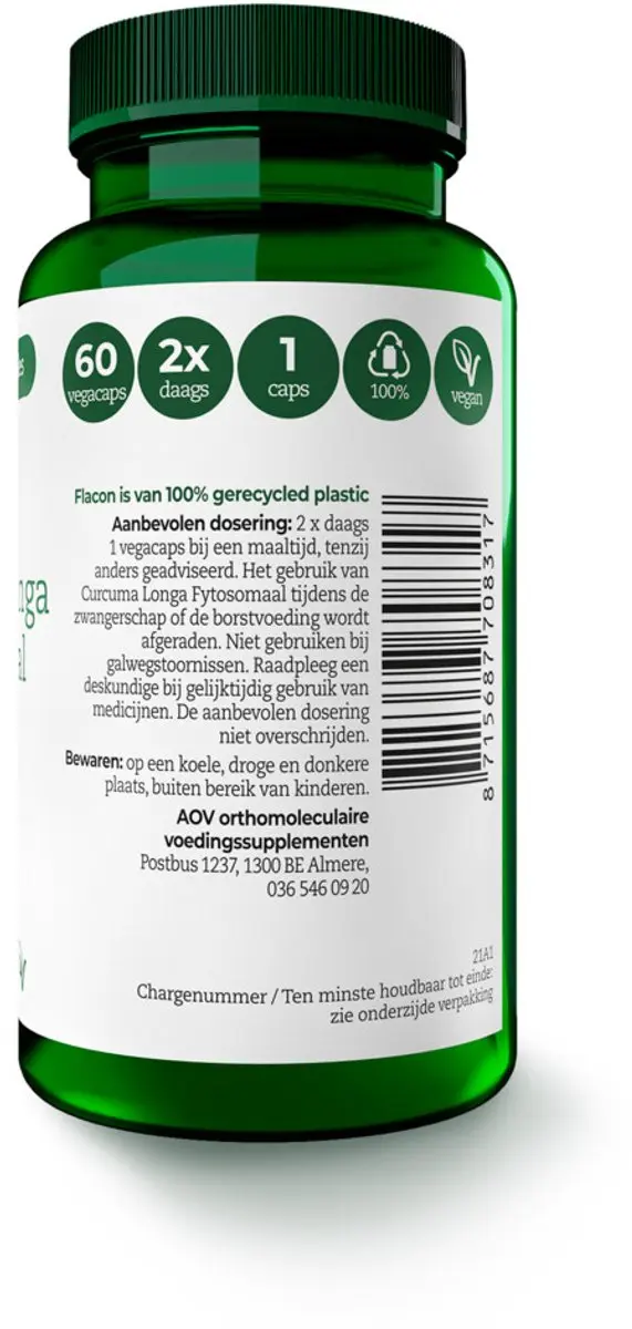 AOV Curcuma Longa Fytosomaal 120 Vegacapsules