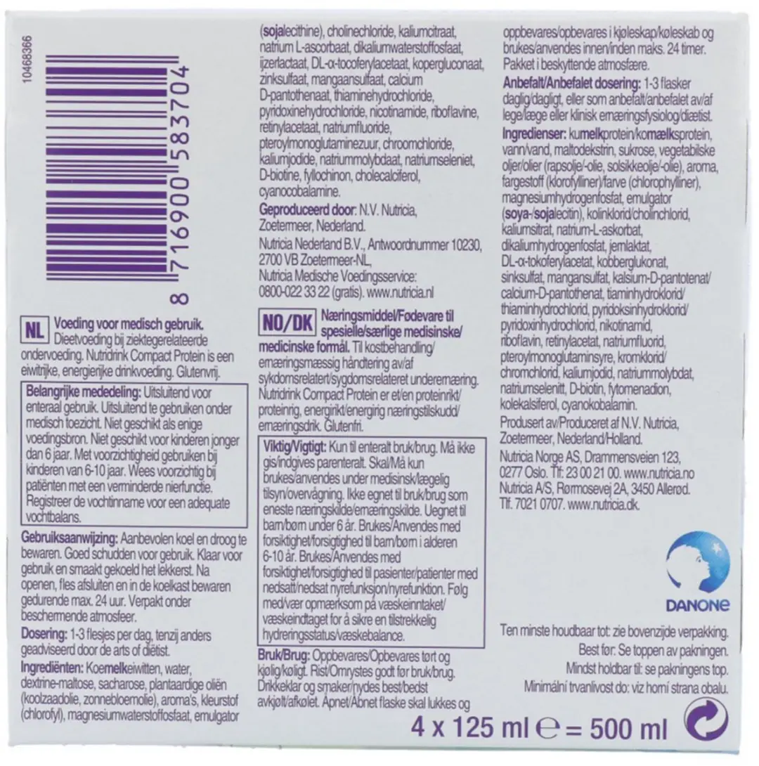 Nutricia Nutridrink Compact Protein Komkommer-Limoen 4x125ml