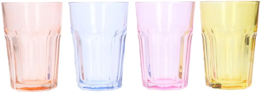 Excellent Houseware Drinkglazen 360ml - 4 Stuks - Transparant Kleurenmix