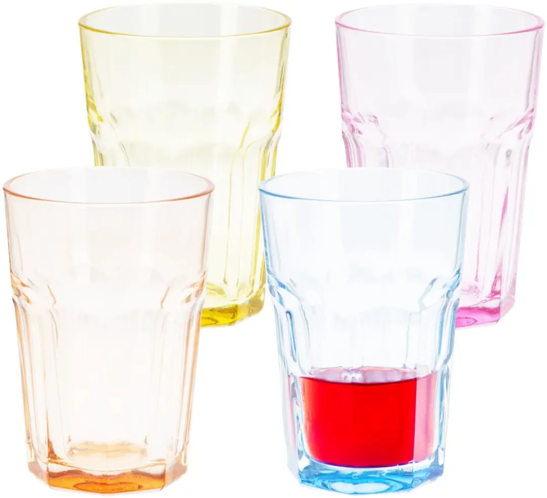 Excellent Houseware Drinkglazen 360ml - 4 Stuks - Transparant Kleurenmix