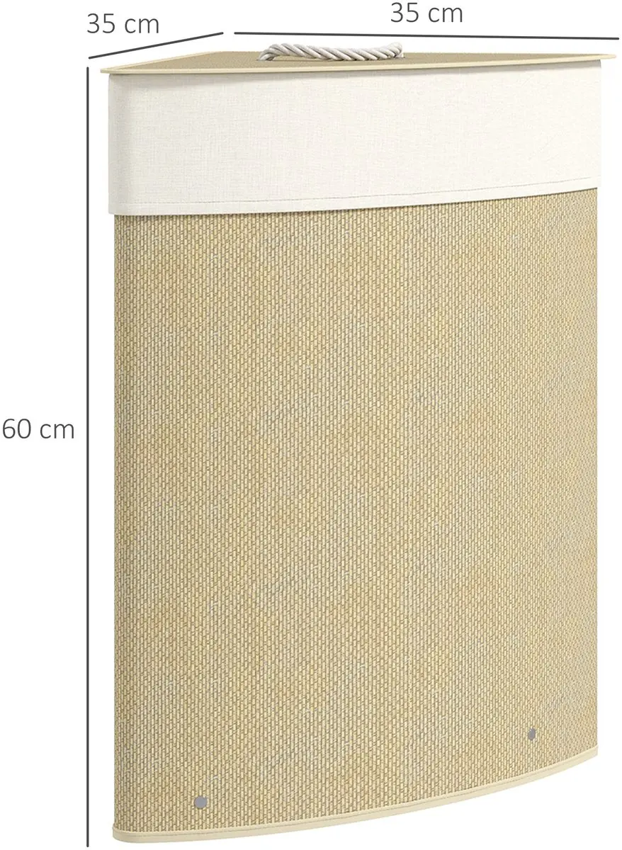 Homcom Wasmand Bamboe 55L - 35x35x60cm - Crème