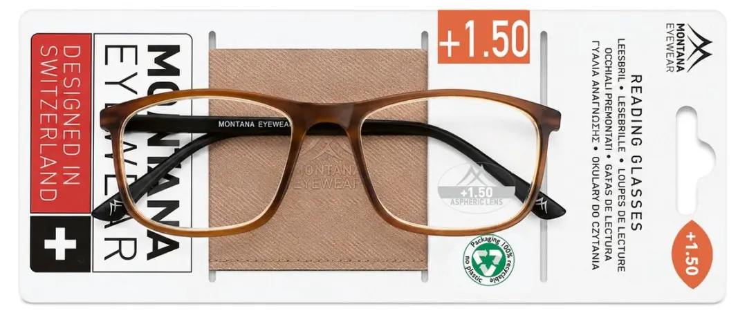 Montana Leesbril MR49A 1:00 - Bruin mat / zwarte poot