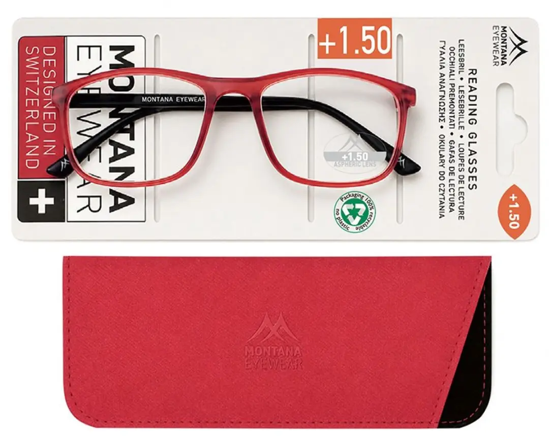 Montana Leesbril MR49C 2:50 - Rood mat / zwarte poot