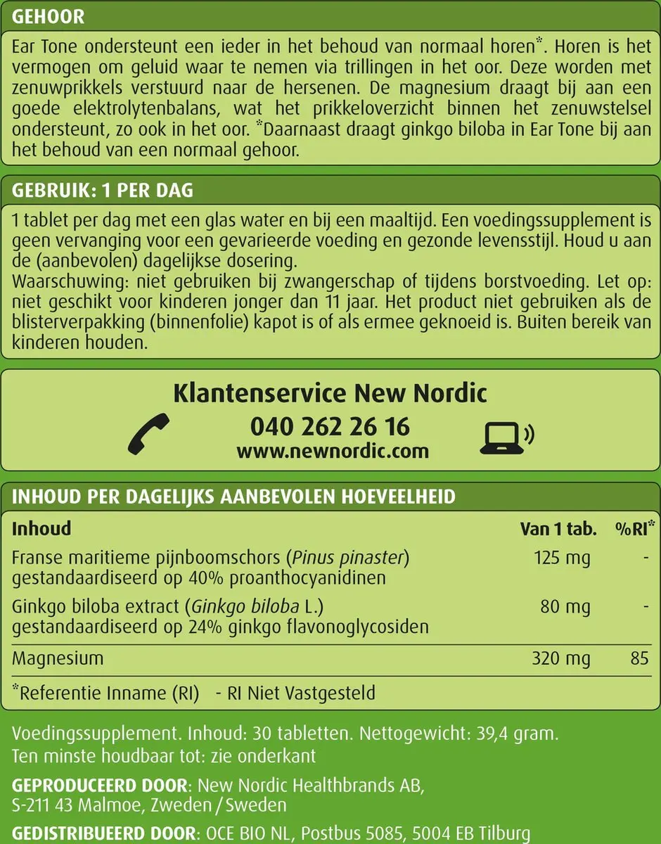 New Nordic Ear Tone Tabletten - 30 Stuks